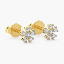 moena Women Yellow Gold Lab Grown Diamond Lustre Flora Stud Earrings image 2