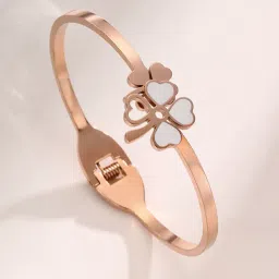 jewels galaxy Rose Gold-Plated Floral Cuff Bracelet image 3