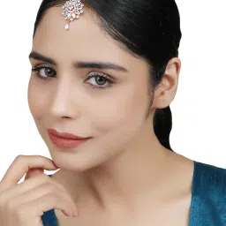 anika's creation Rose Gold-Plated Stone-Studded Mangtikka image 4