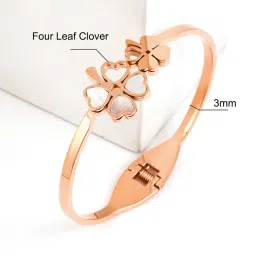 jewels galaxy Rose Gold-Plated Floral Cuff Bracelet image 5