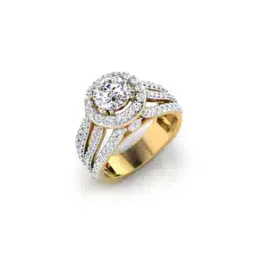 Yellow Gold Hoops Solitaire Ring-image-43