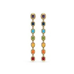 dishis Women Yellow Gold Gemstones Drop Earrings-picture-14