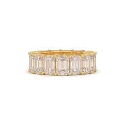 gold hartz Women Sterling Silver Gold-Plated Emerald Cut Swarovski Eternity Ring-picture-17