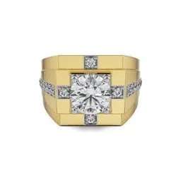 emori Men Yellow Gold Round Lab Grown Diamond-Studded Band Ring-picture-45