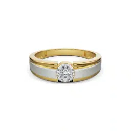 emori Men Yellow Gold Sparkling Solitaire Lab Grown Diamond-Studded Band Ring image 1