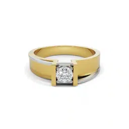 emori Men Yellow Gold Classic Solitaire Lab Grown Diamond-Studded Band Ring image 1