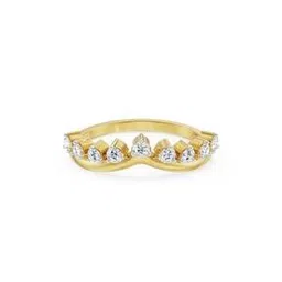 emori Women Yellow Gold Crown Lab Grown Diamond-Studded Band Ring-picture-16