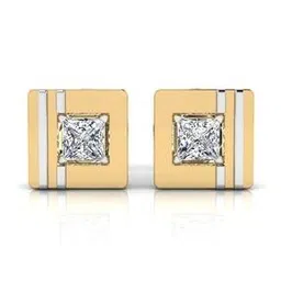 shine eternal Men Yellow Gold Lab Grown Diamond-Studded Maverick Stud Earrings-picture-12