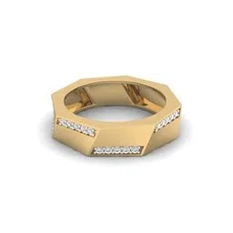shine eternal Men Yellow Gold Lab Grown Octagon Diamond-Studded Band Ring-picture-31