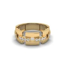 shine eternal Men Yellow Gold Lab Grown Diamond The Interlock Link Ring-picture-26