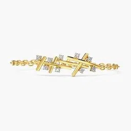 moena Women Contemporary Crisscross White Gold Diamond-Studded Bracelet-picture-14