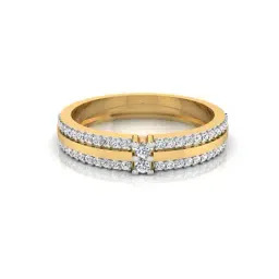 iski uski Diamond Studded Yellow Gold Band Ring image 1