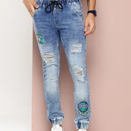 Harvard Men Mildly Distressed Printed Stretchable Slim Fit Jogger Style Jeans image 1