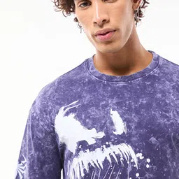 Bewakoof Men Graphic Printed Round Neck Cotton Oversized T-shirt image 2
