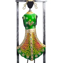 Golden Peacock Gold-Toned & Green Abhla Bharat Embellished Wall Frame image 2