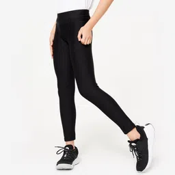 decathlon Breathable High Waist Girls Leggings 500 - Smoked Black-picture-17
