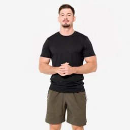 domyos Men's Slim-Fit Breathable Cross Training T-Shirt - Smoked Black-picture-15
