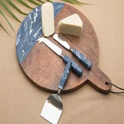 august collectives Round Brown Wooden Cheese Board image 1