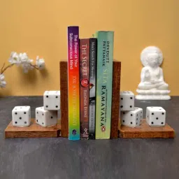 katkaria creations Dice Brown Wood & Marble Bookend-picture-20