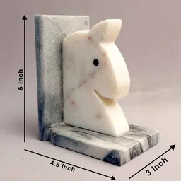 katkaria creations White Horse Marble Bookends image 3