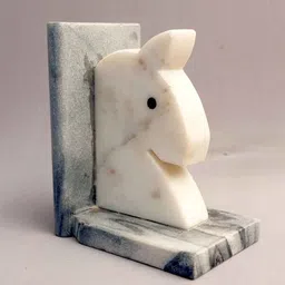 katkaria creations White Horse Marble Bookends image 5