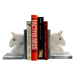 katkaria creations White Horse Marble Bookends image 4