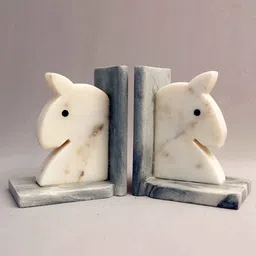 katkaria creations White Horse Marble Bookends image 2