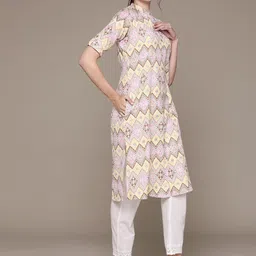 Readiprint Fashions Tribal Printed Mandarin Collar Roll-Up Sleeves Pure Cotton Kurta image 4