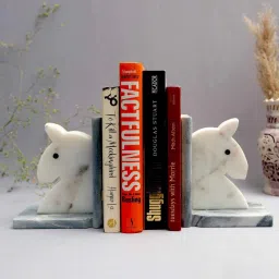 katkaria creations White Horse Marble Bookends image 1