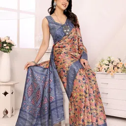 Styleveda Floral Khadi Saree-image-14