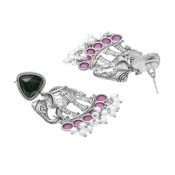 Shining Jewel - By Shivansh Silver-Plated Cubic Zirconia Studded Drop Earrings image 4