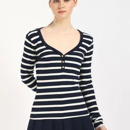 Tommy Hilfiger Women Striped Pockets Slim Fit T-shirt-picture-32