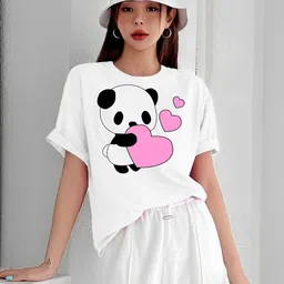 LECOWAR Women Graphic Printed Applique Regular Fit T-shirt-picture-21