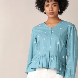 V-Mart Women Floral Printed V-Neck Cotton Top-image-21