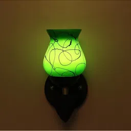 1ST TIME Green & Green Printed Wood Contemporary Abstract Shaped Shaped Wall Lamp image 5