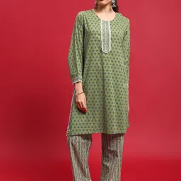 Shree Floral Printed Pure Cotton Straight Kurta with Trouser-picture-29