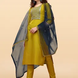 Anouk Rustic Women Ethnic Motifs Embroidered Kurta with Trousers & With Dupatta-image-48