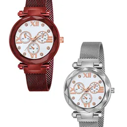 Gopal Shopcart Unisex Embellished Dial & Bracelet Style Straps Analogue Watch Mina White Dial Red Silver-picture-33
