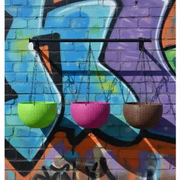 Virajsanchi 3-Pcs Green & Purple Textured Hanging Planters-picture-29