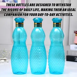 Aura Blue & Green 6 Pieces Textured Water Bottles-1 L Each image 2