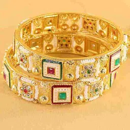 NMII Set Of 2 Zircon Diamond-Studded Kada Bangles-image-65