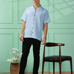 MaverIQ Men Premium Fit Textured Spread Collar Casual Shirt image 4