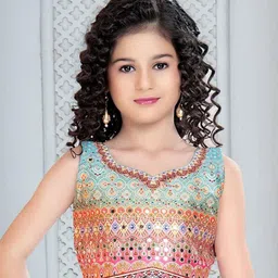 JAY NAGNATH FAB Girls Embellished Mirror Work Ready to Wear Lehenga & Blouse With Dupatta image 3