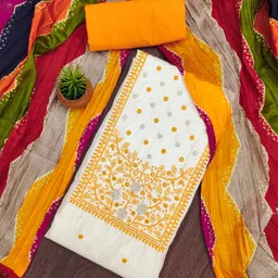 KALINI Floral Embroidered Sequinned Unstitched Dress Material-image-93