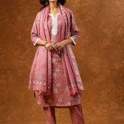 Anouk Women Printed Pure Cotton Kurta with Trousers & Dupatta-picture-14