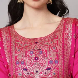 VredeVogel Women Woven Design Kurta with Trousers & Dupatta image 5