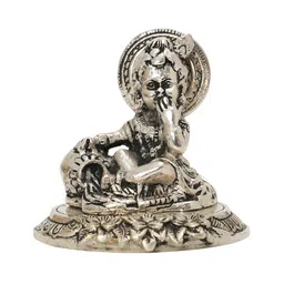 INTERNATIONAL GIFT Silver-Toned Religious Laddu Gopal Idol Showpiece image 4