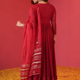 KALINI Women Floral Regular Kurta with Trousers & With Dupatta image 4