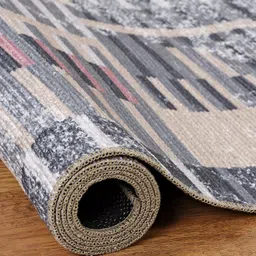 Kaleen India Grey Geometric Anti-Skid Polyester Carpet image 5