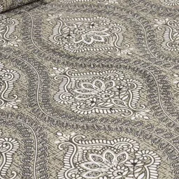 Lali Prints Grey & White Ethnic Printed 210 TC Cotton King Bedsheet Set 2.36 m x 2.75 m image 2